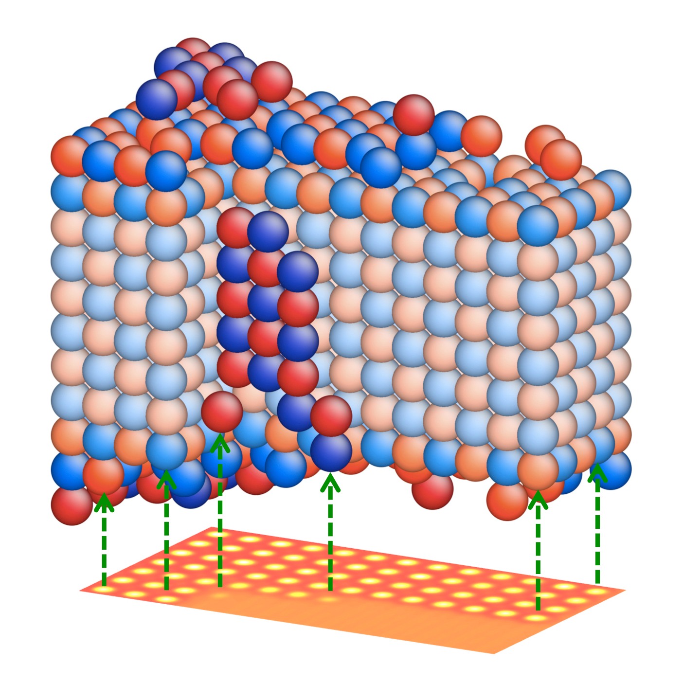 A partir de una imagen de nanocristales tomada con microscopio electrónico, la estructura tridimensional se reconstruye con precisión atómica gracias al nuevo método. Fuente: Forschungszentrum Jülich.