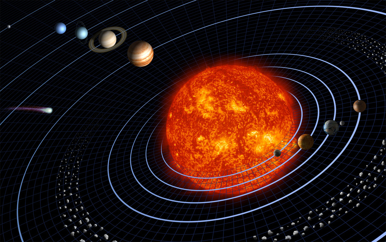 Concepción artística del Sistema Solar y las órbitas de sus planetas. Imagen: Harman Smith y Laura Generosa. Fuente: NASA.