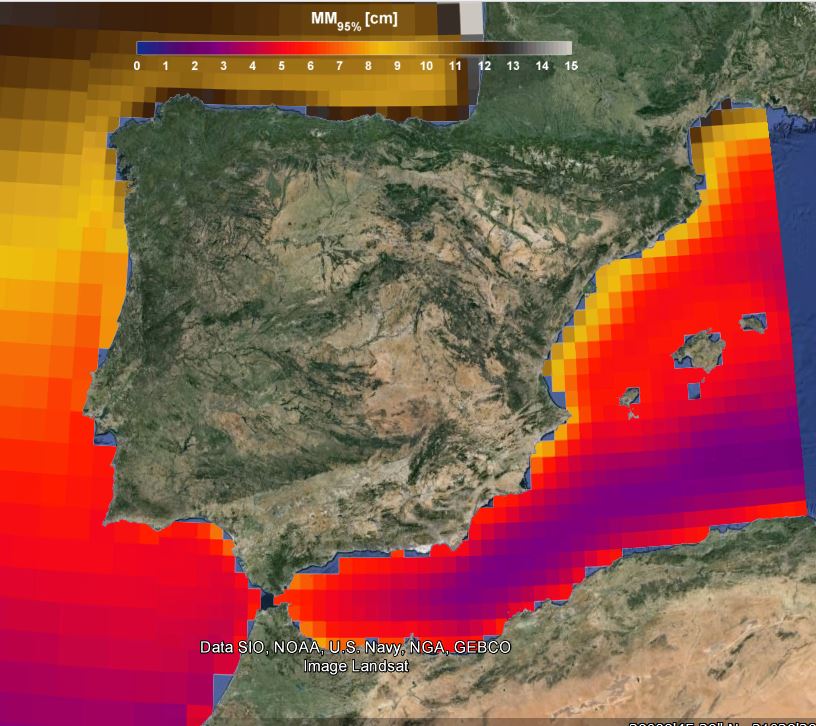 Imagen del visor del estudio sobre la subida del nivel del mar en España. Fuente:  IHCantabria. Click para ir al visor.