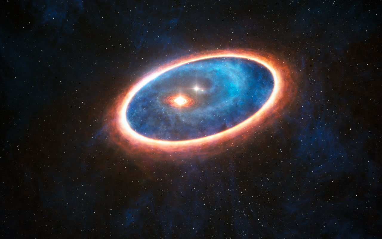 Ilustración del sistema estelar doble GG Tauri-A.