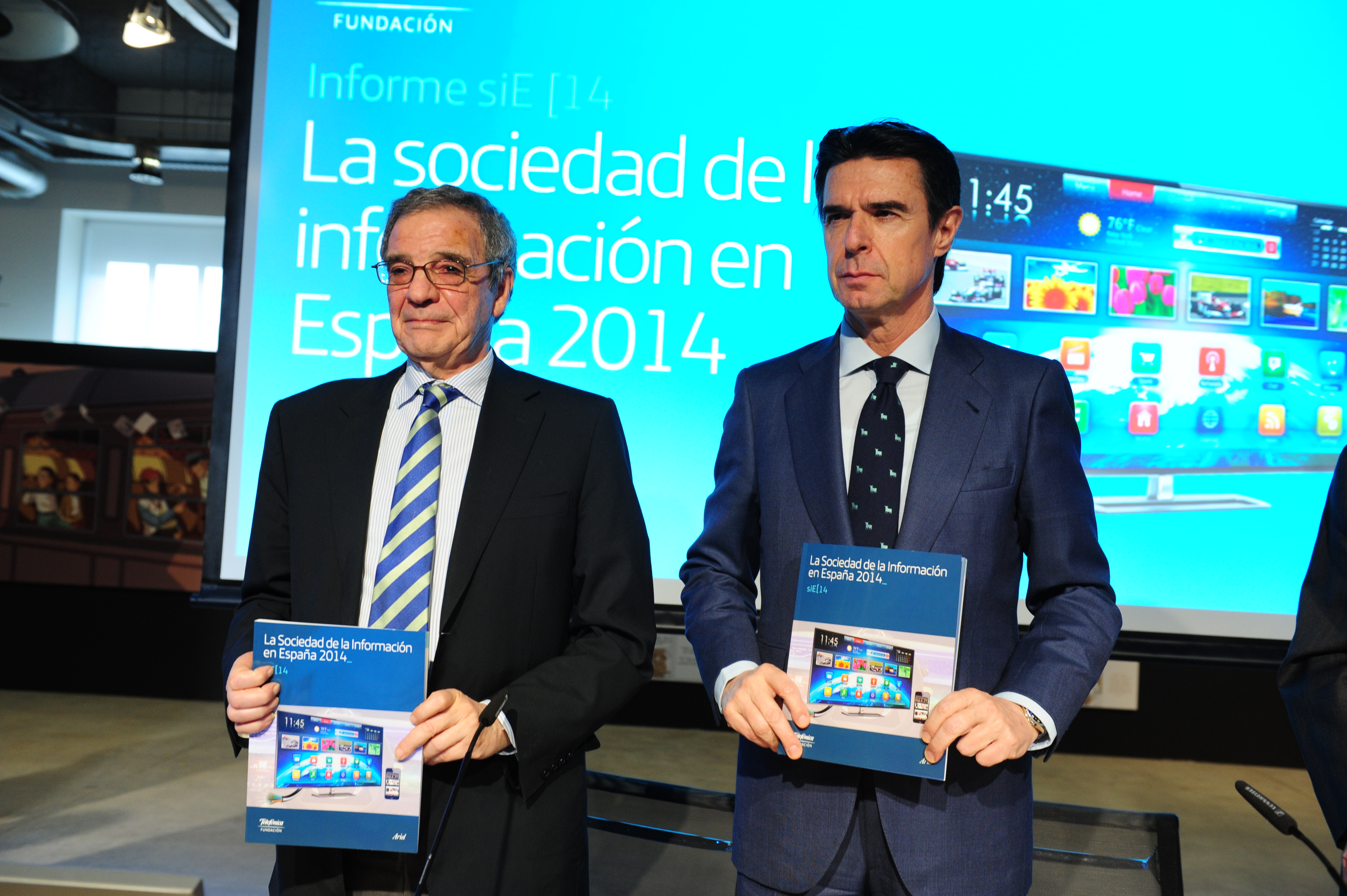 César Alierta, presidente de Telefónica, y José Manuel Soria, ministro de Industria, en la presentación del informe. Fuente: Telefónica.