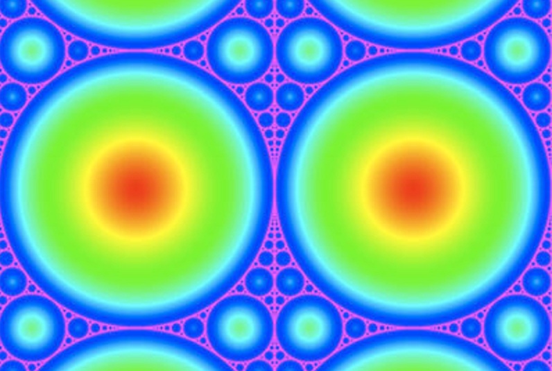 El tamiz de Apolonio cuantifica la capacidad del fractal pila de arena para recordar que solía vivir en una red cuadrada. Imagen: Levine/Pedgen/Smart. Fuente: Universidad de Cornell.