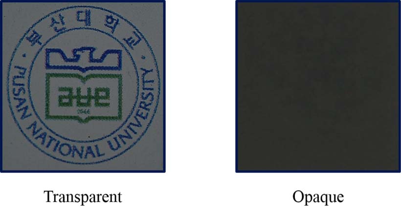 Una ventana-pantalla sobre un papel en su configuración transparente (izquierda) y opaca (derecha). Imagen: T.-H. Yoon. Fuente: Universidad Nacional de Pusan.