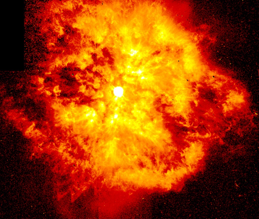Imagen compuesta de una energética explosión estelar recogida por el telescopio Hubble en marzo de 1997. Fuente: NASA.