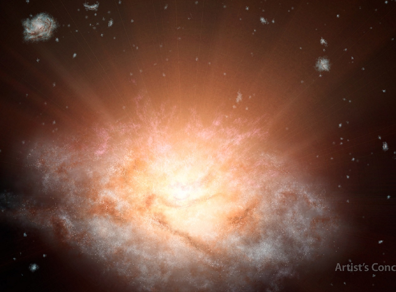 Recreación artística de la galaxia encontrada. Imagen: NASA/JPL-Caltech. Fuente: Universidad de Leicester.
