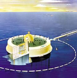 Imagen de una planta nuclear flotante para desalinizar