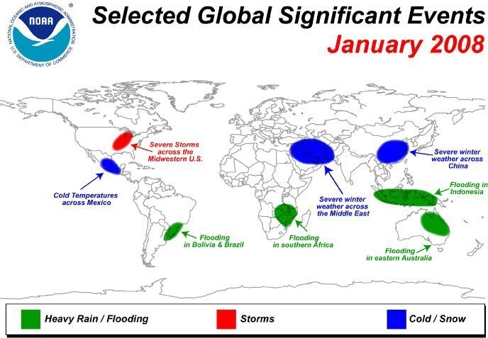 Los elementos climáticos más significativos de enero 2008. NOAA.