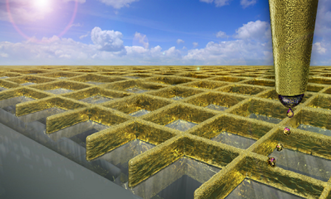 La red de paredes ultra-finas de oro. Imagen: Ben Newton/Digit Works. Fuente: ETH Zurich.