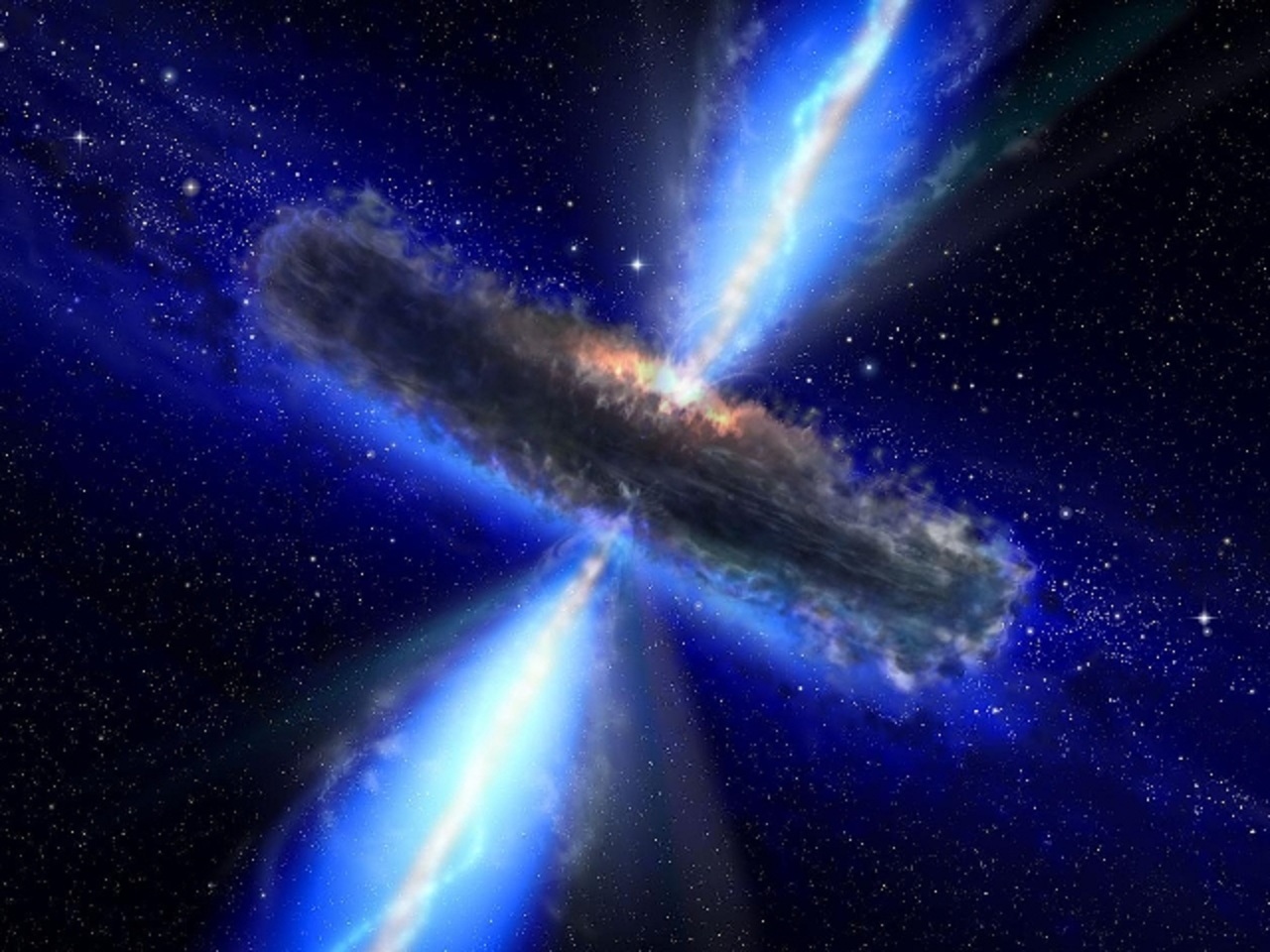 Visión artística de un agujero negro supermasivo, devorando su entorno. Fuente: NASA/ESA.
