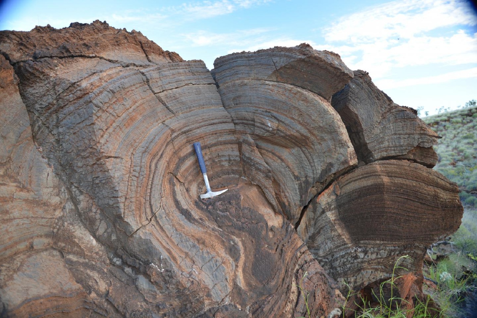 Rocas de hace 2.700 millones de años, en Australia Occidental. Imagen: R. Buick. Fuente: UW.