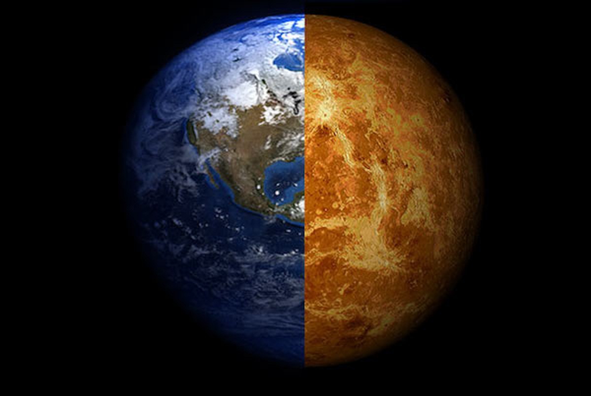 Composición de la Tierra y Venus. Imagen: Arie Wilson Passwaters. Fuente: Universidad Rice.