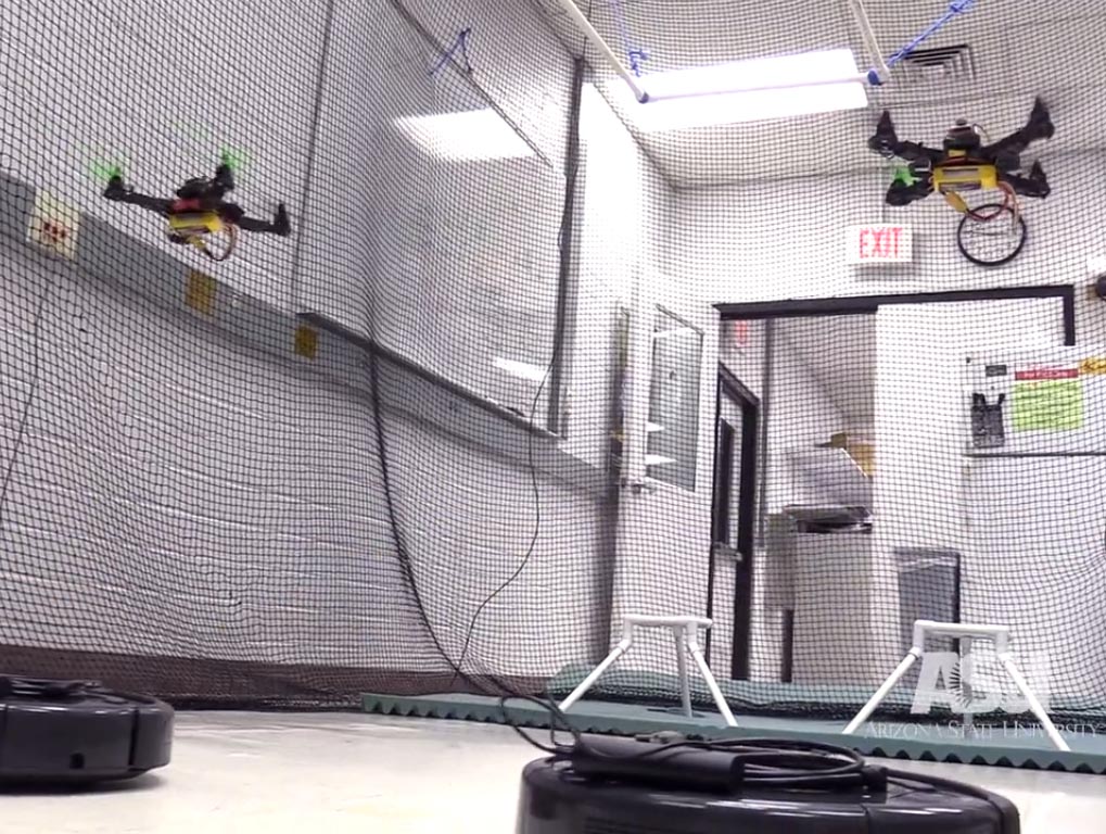 El estudio se prueba con drones aéreos y terrestres. Fuente: ASU