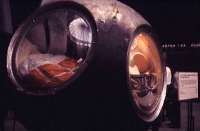 Cápsula en la que viajó Gagarin. Fuente: Wikipedia (Moscow Cosmonautics museum)