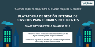 Telefónica presenta por primera vez su visión sobre la gestión integral de servicios inteligentes para las ciudades en el Smart City Expo World Congress 2016 de Barcelona