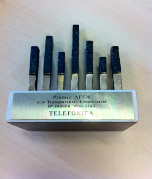 Telefónica obtiene el premio AECA a la transparencia empresarial Telefónica obtiene el premio AECA a la transparencia empresarial